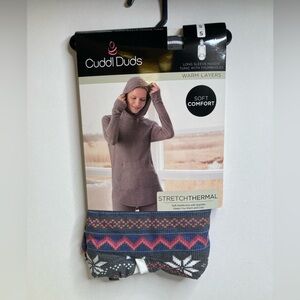 Cuddl Duds Long Sleeve Hoodie Tunic Pullover Thermal Gray Size S Fair Isle